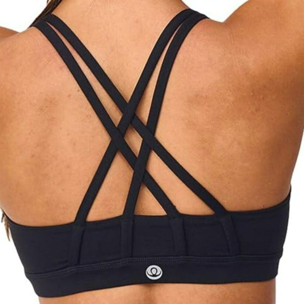 Lululemon Black High Neck Cutout Strappy Back Gym Athleisure Bra Top Size 8
